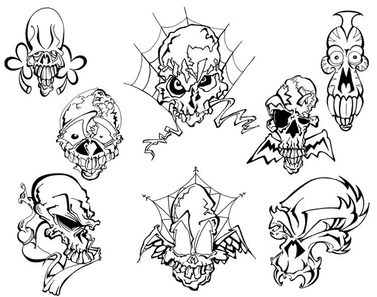 Mo Skulls 2 Tattoo Flash by ~BeeJayDeL on deviantART