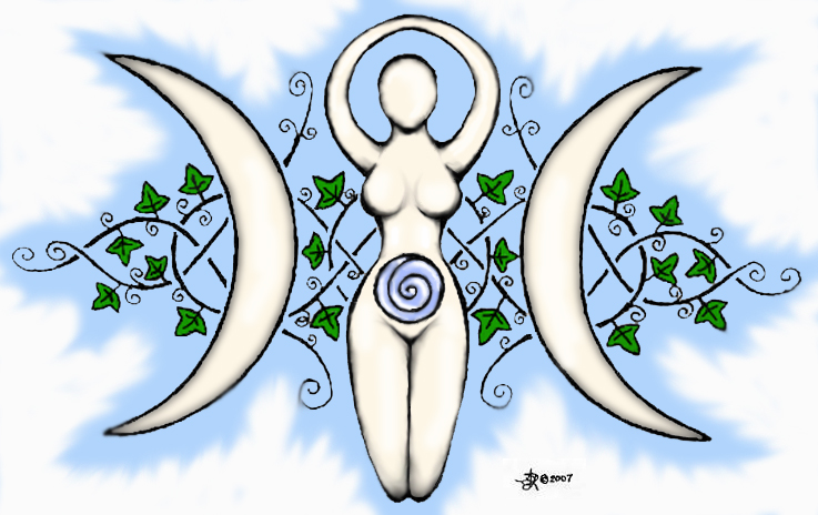 Colored Triple Goddess Tattoo
