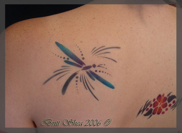 Dragon fly and flowers - dragonfly tattoo