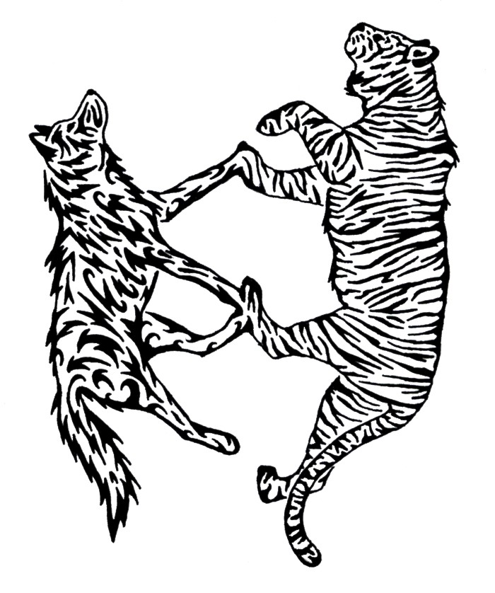 tiger tattoo designs. Wolf and Tiger Tattoo by