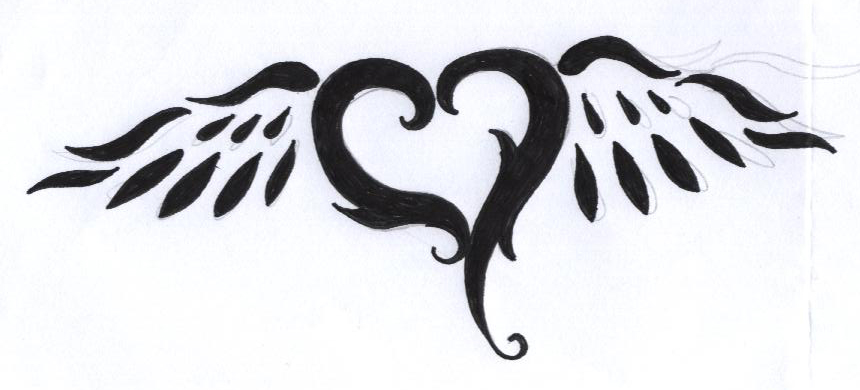 heart and wings tattoo design