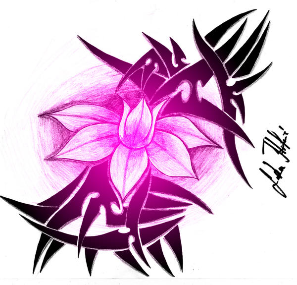 pink flower - flower tattoo