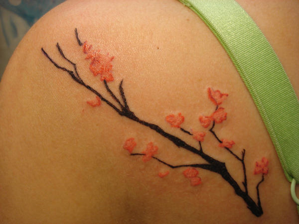 Lower Back Cherry Blossom Tattoo