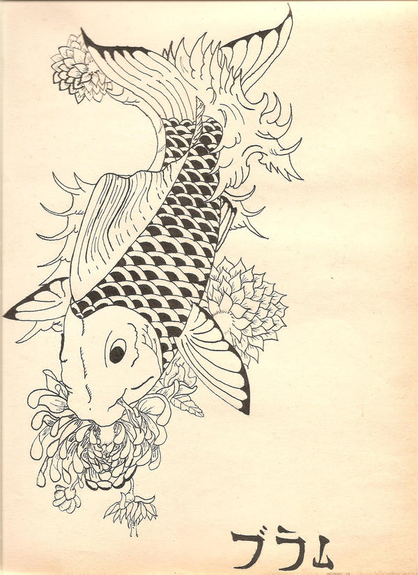 japanese koi fish - flower tattoo