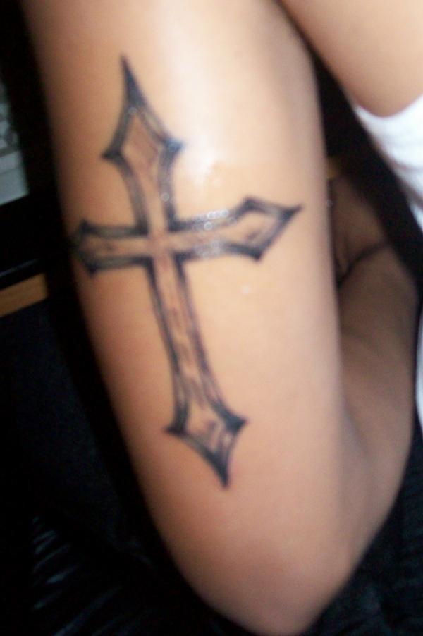 cross with banner tattoo. anner tattoos for men. cross