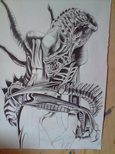Alien drawing for tattoo by
