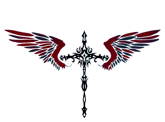 tribal wings with cross. Tribal Cross with Wings by