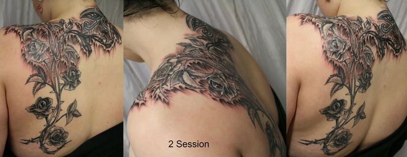 2 Session Rose Climb TaT | Flower Tattoo