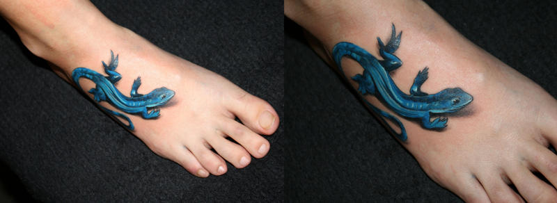 Blue gecko Tattoo by 2FaceTattoo on deviantART