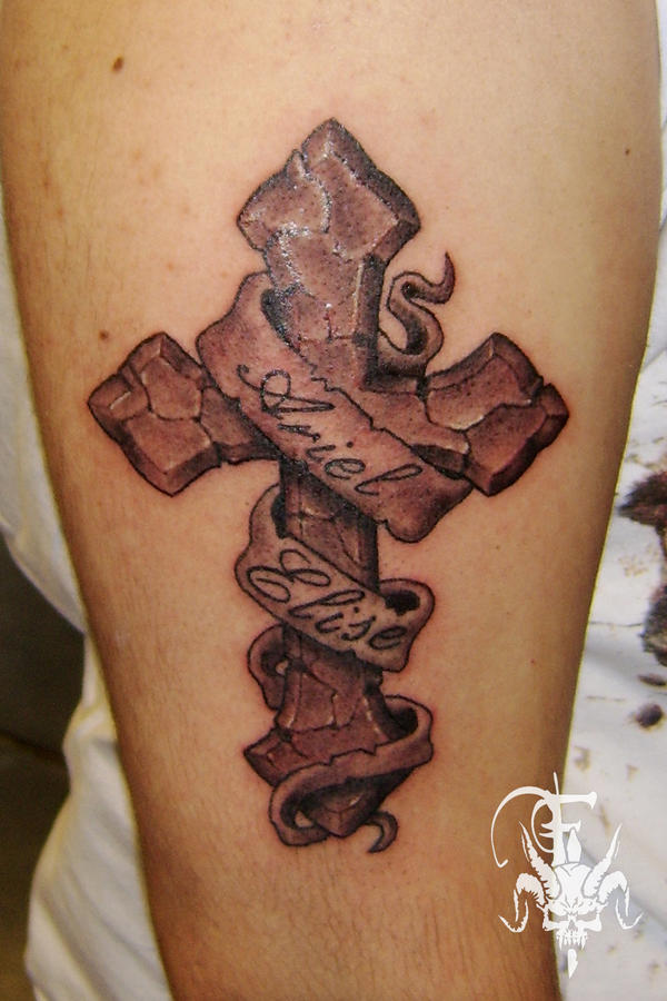 stone cross tattoo. cross tattoo designs stone