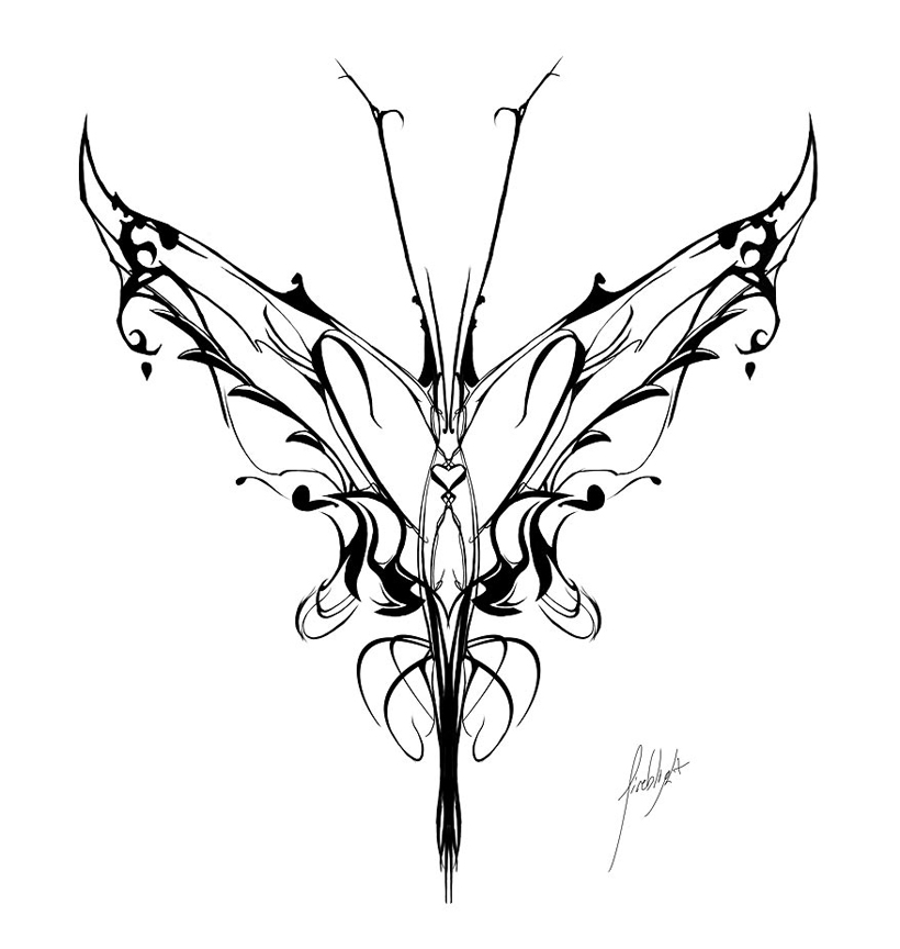 Butterfly Tattoo first version | Flower Tattoo