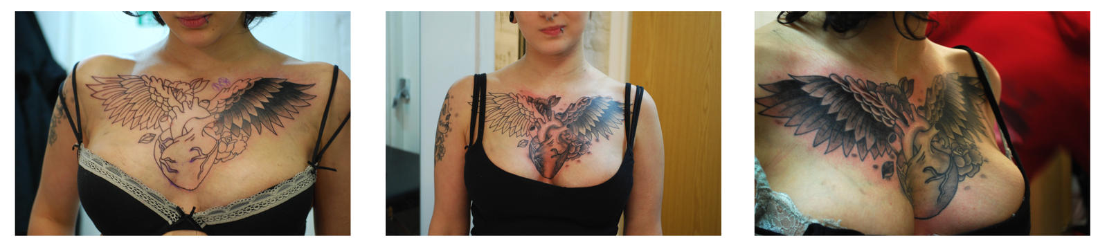 Heart and Wings Chest Piece - chest tattoo