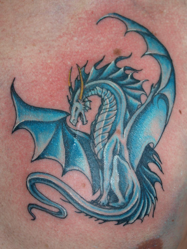 Blue Dragon - chest tattoo