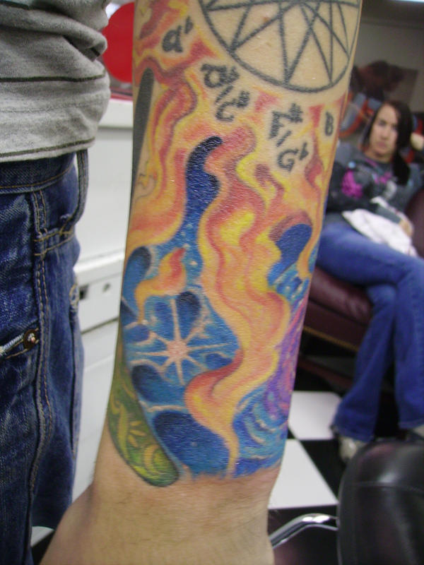Celestial Flames 1 - sleeve tattoo