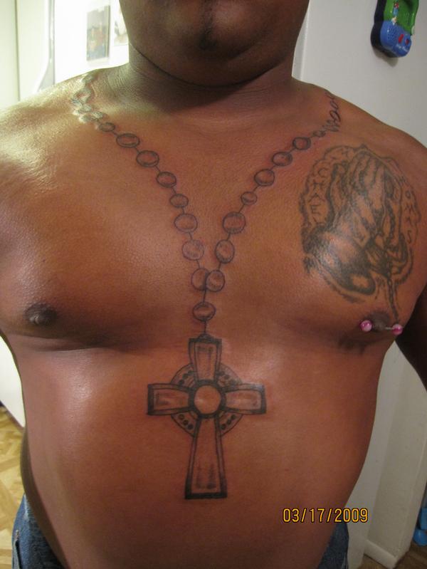 rosary beads tattoos. rosary beads with cross by