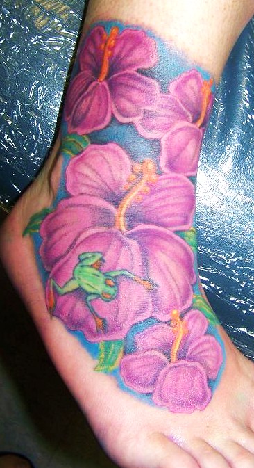 freehand hibiscus tattoo by