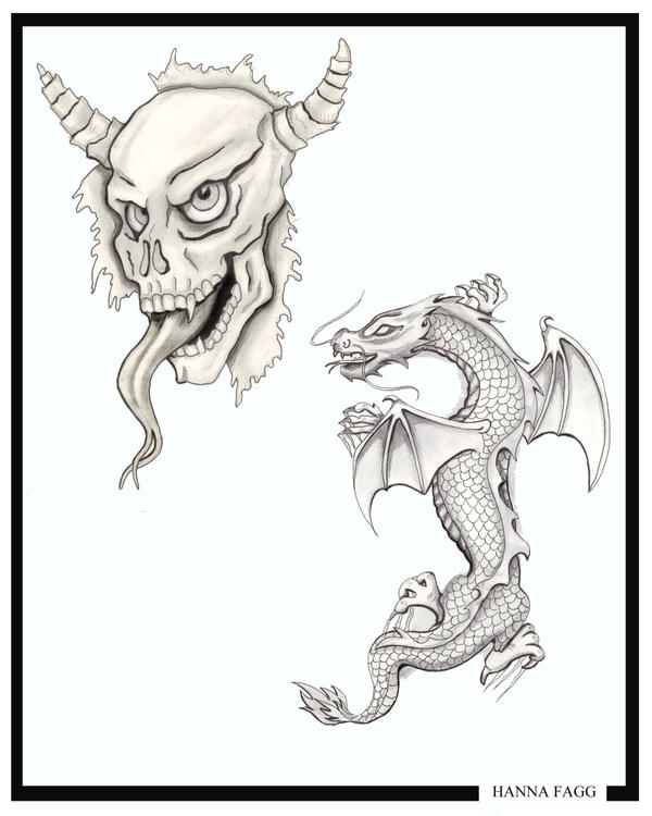 tattoo flash dragon. dragon, demon tattoo flash by