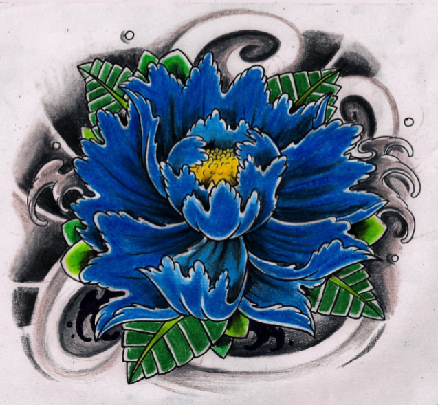 Blue Peony | Flower Tattoo