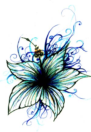 blue flower - flower tattoo