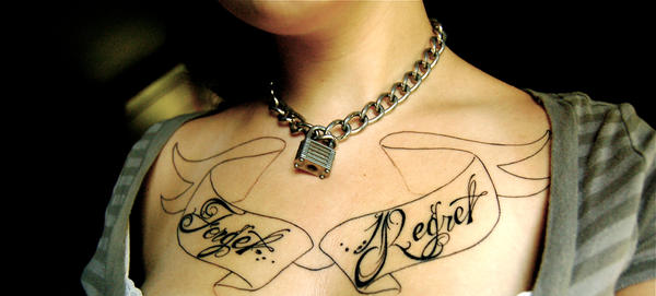 forget regret. - chest tattoo
