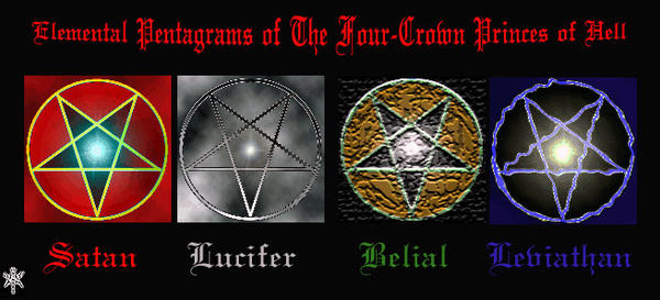Elemental Pentagrams of The Four-Crown Princes of Hell
