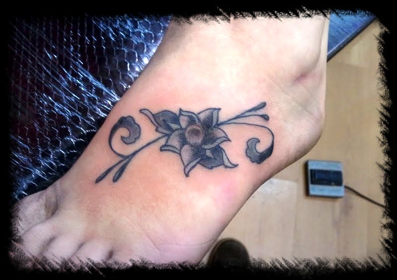 flower vines foot - flower tattoo