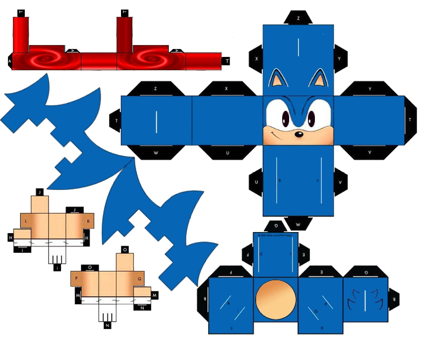 Cubeecraft de personaje de Sonic. Manualidades a Raudales.
