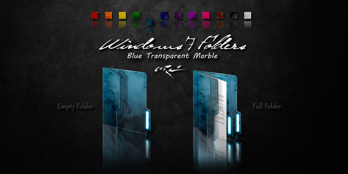 Transparent Windows 7 folder icons with marble like effect