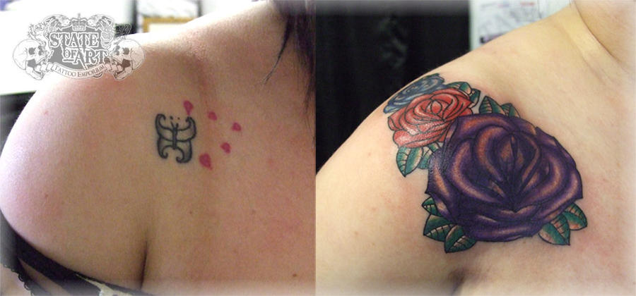 Custom CoverUp Art Before and After Tattoo Coverup name