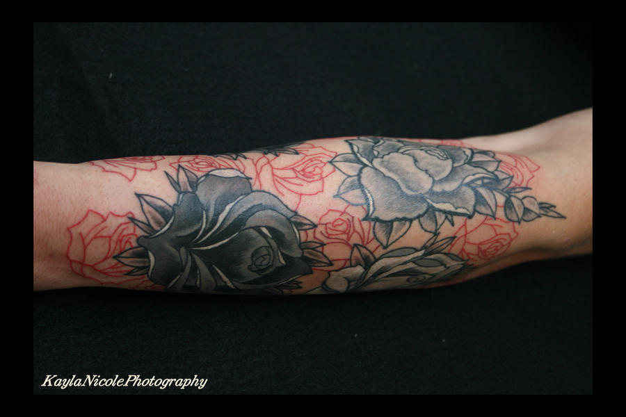 sleeve tattoos with roses. half sleeve tattoos