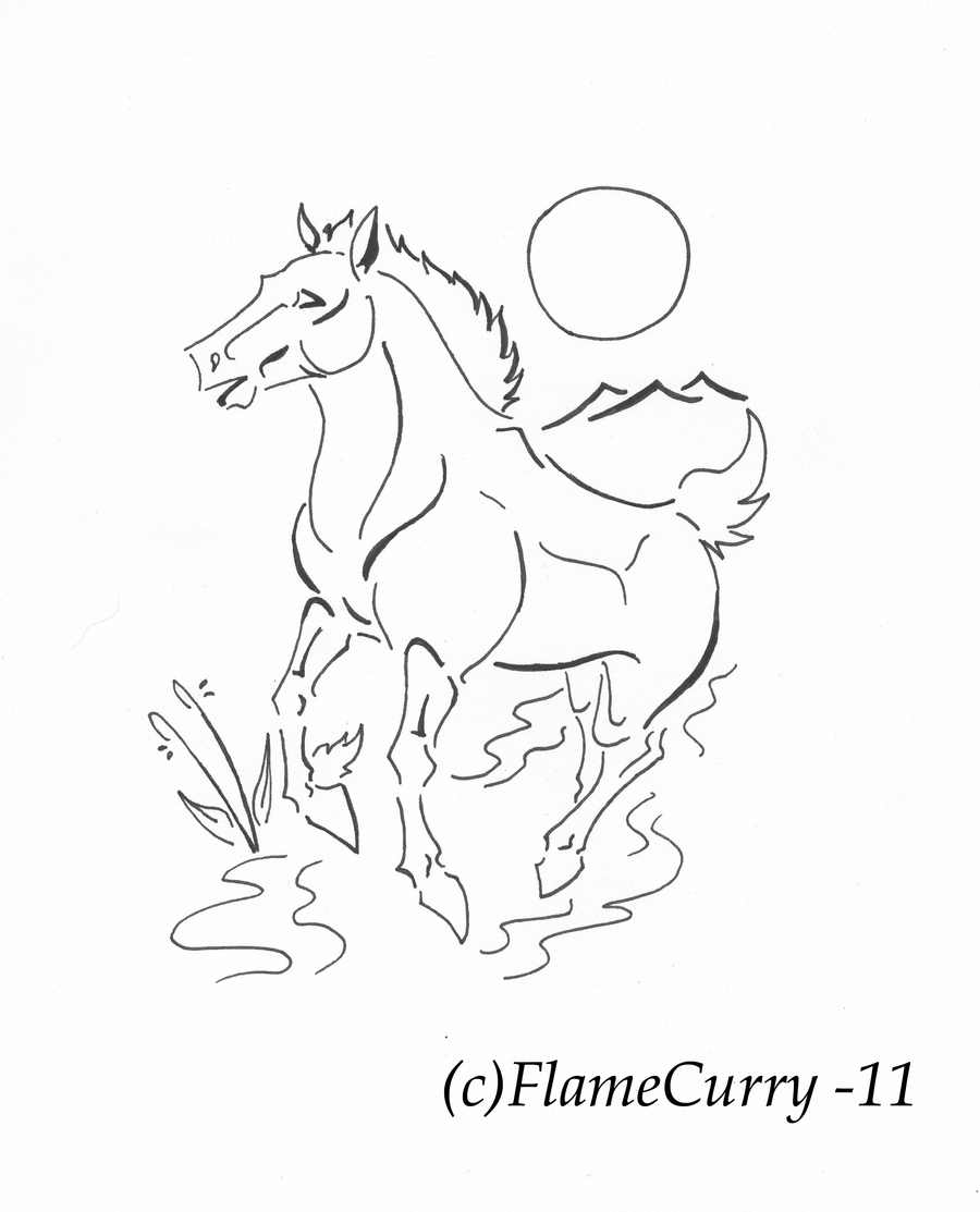 Chinese Horse Tattoo design by