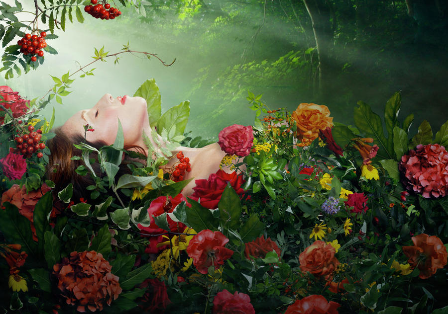On A Bed Of Flowers - Kat by b-e-c-k-y on DeviantArt