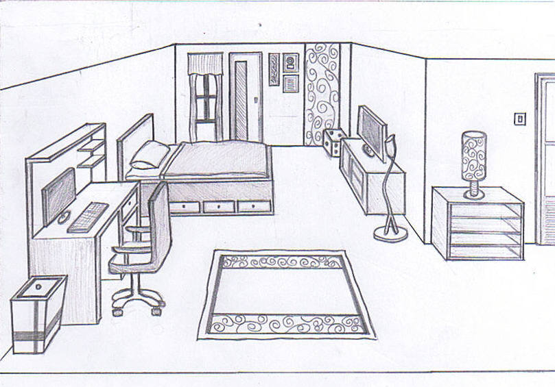 Bedroom_sketch_1_0_by_CornerArt.jpg (809Ã—565) | Room Designs ...