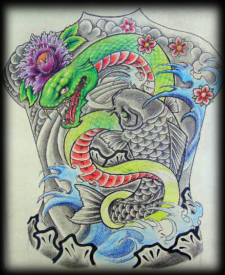 Japanese backpiece design | Flower Tattoo