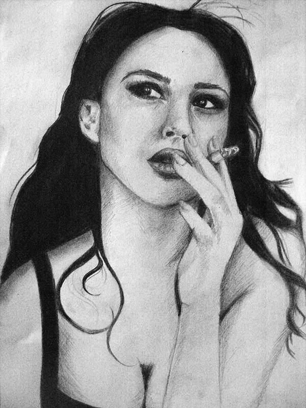 Monica Belucci's in charcoal by postcardsandroses on deviantART