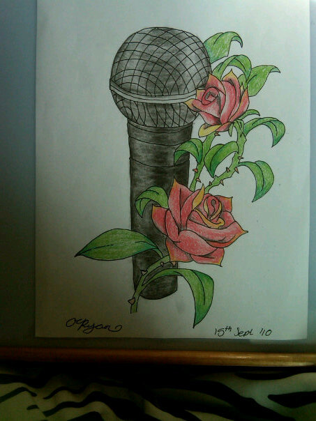 Rose and Microphone | Flower Tattoo