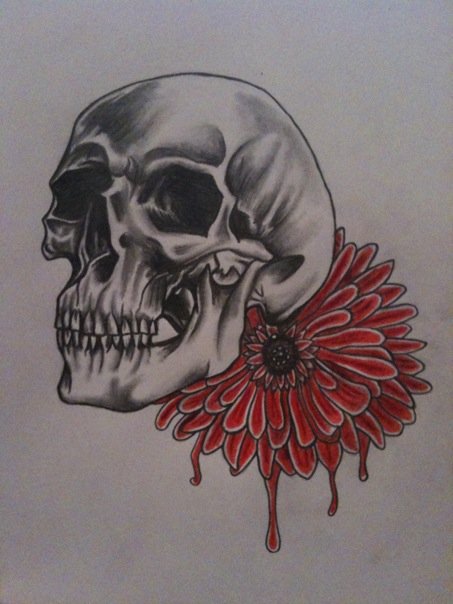 Skull and Flower | Flower Tattoo