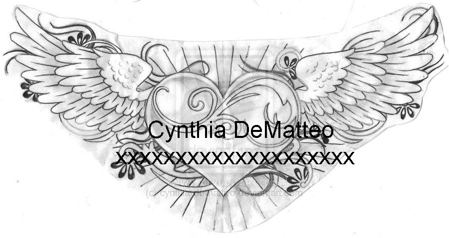 heart with wings design - chest tattoo