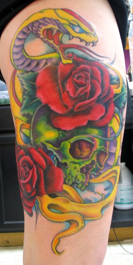 Skull and Snake tattoo by JasonRhodekill on deviantART