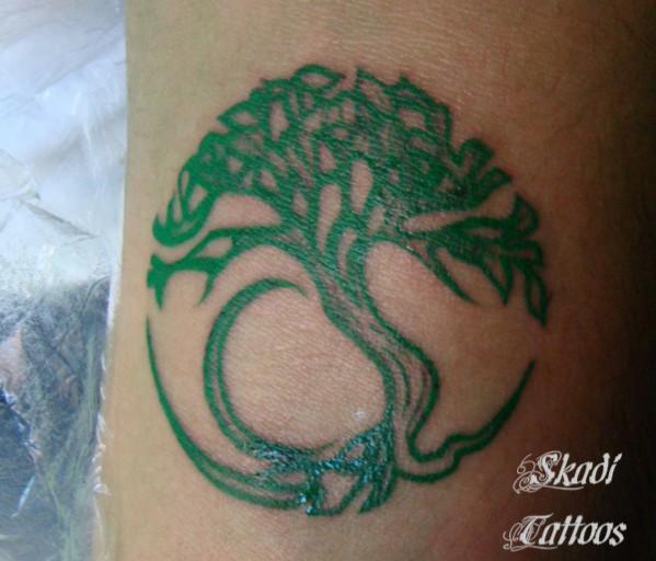 Green Celtic Tree Tattoo
