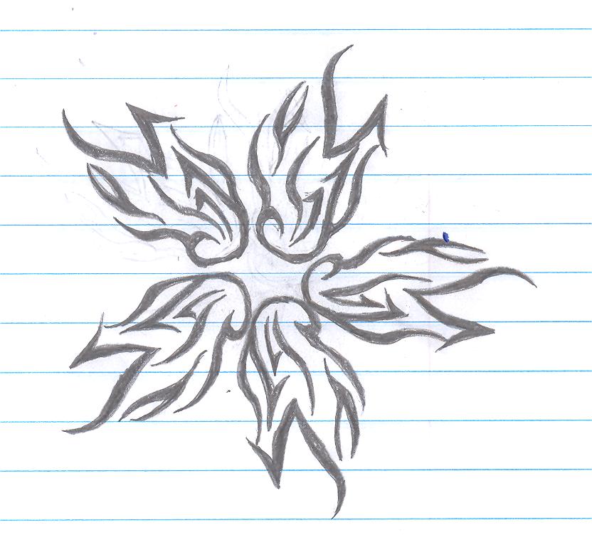 Biker-like fire-flower thing | Flower Tattoo