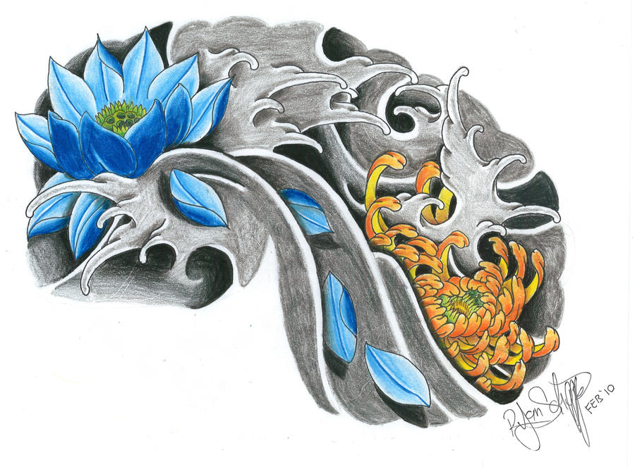 Lotus and Kiku Commission | Flower Tattoo
