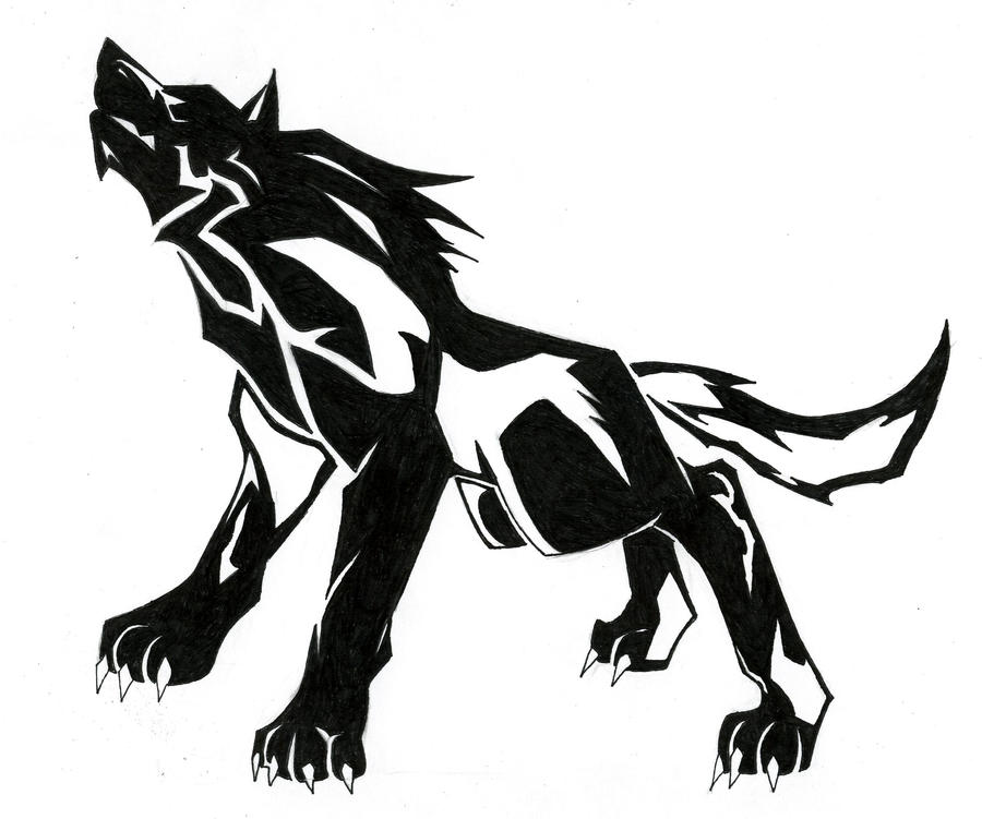 tribal wolf drawing. Tribal Wolf Link by