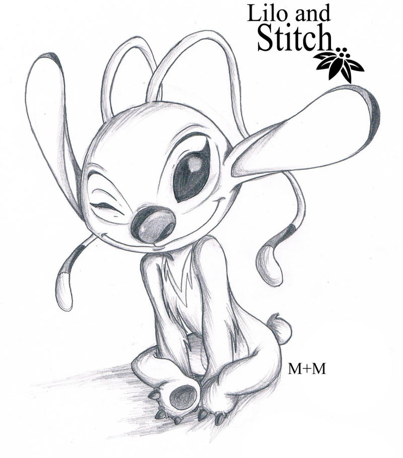 Stitch And Angel Drawings In Pencil Sketch Coloring Page