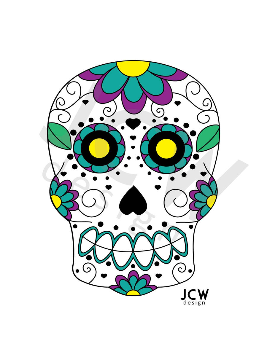 Sugar skull with flowers by