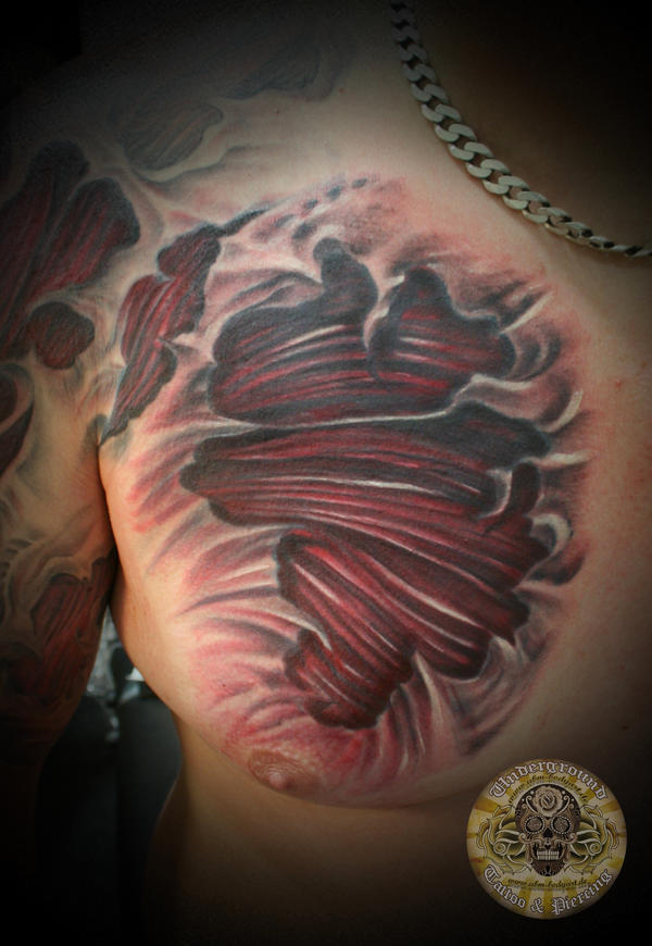 muscle tissue chest tattoo by 2FaceTattoo on deviantART