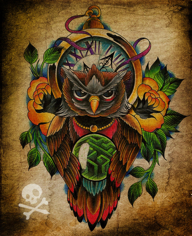 Traditional Tattoo Owl