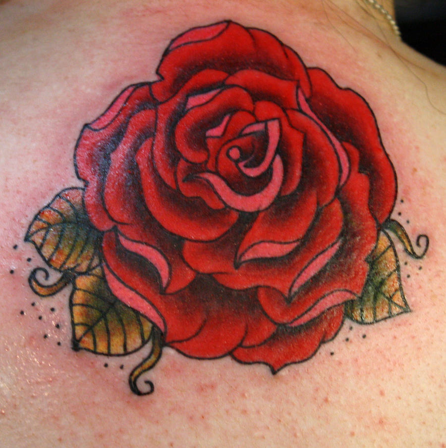 Black And Red Rose Tattoo For Men
