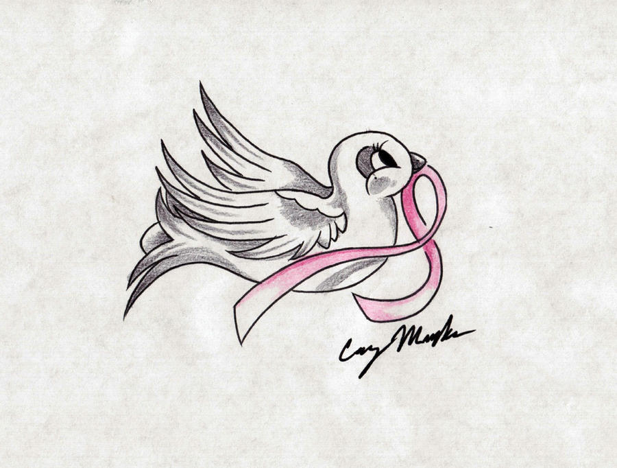 Breast Cancer Dove Tattoo Design by NarcissusTattoos