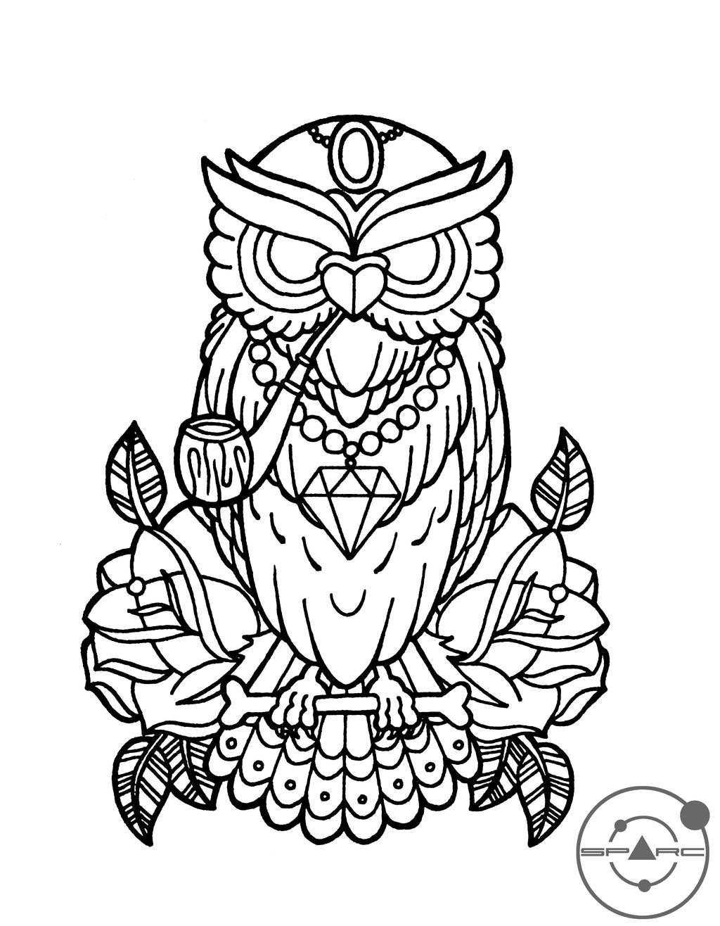 tattoo owl coloring pages - photo #8